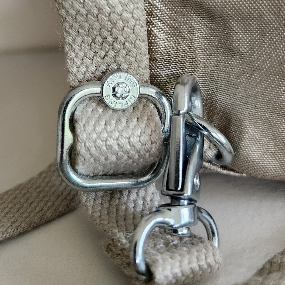 Kipling Mini Convertible Backpack Crossbody Silver Grey Metallic charm - Picture 7 of 15